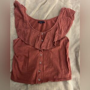 American Eagle Outfitters Rust Button-Down Blouse